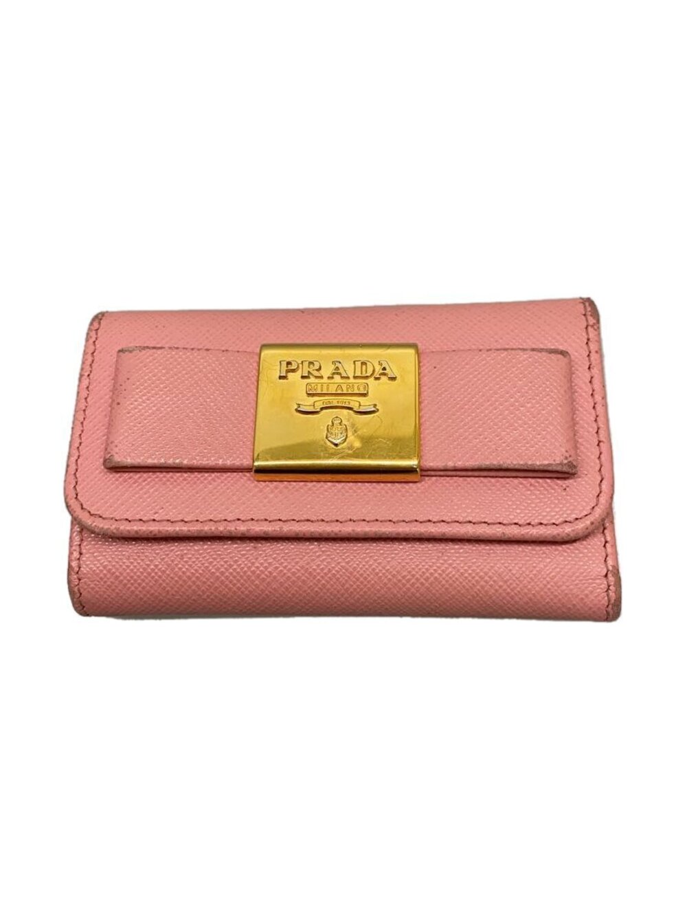 Prada Key Case Wallet Leather Pink
